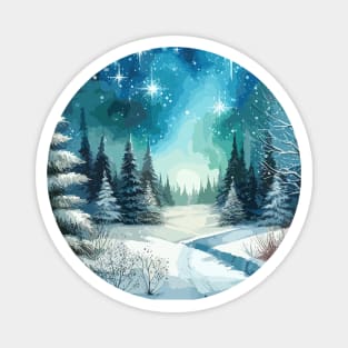 Winter Forest Starry Night Magnet